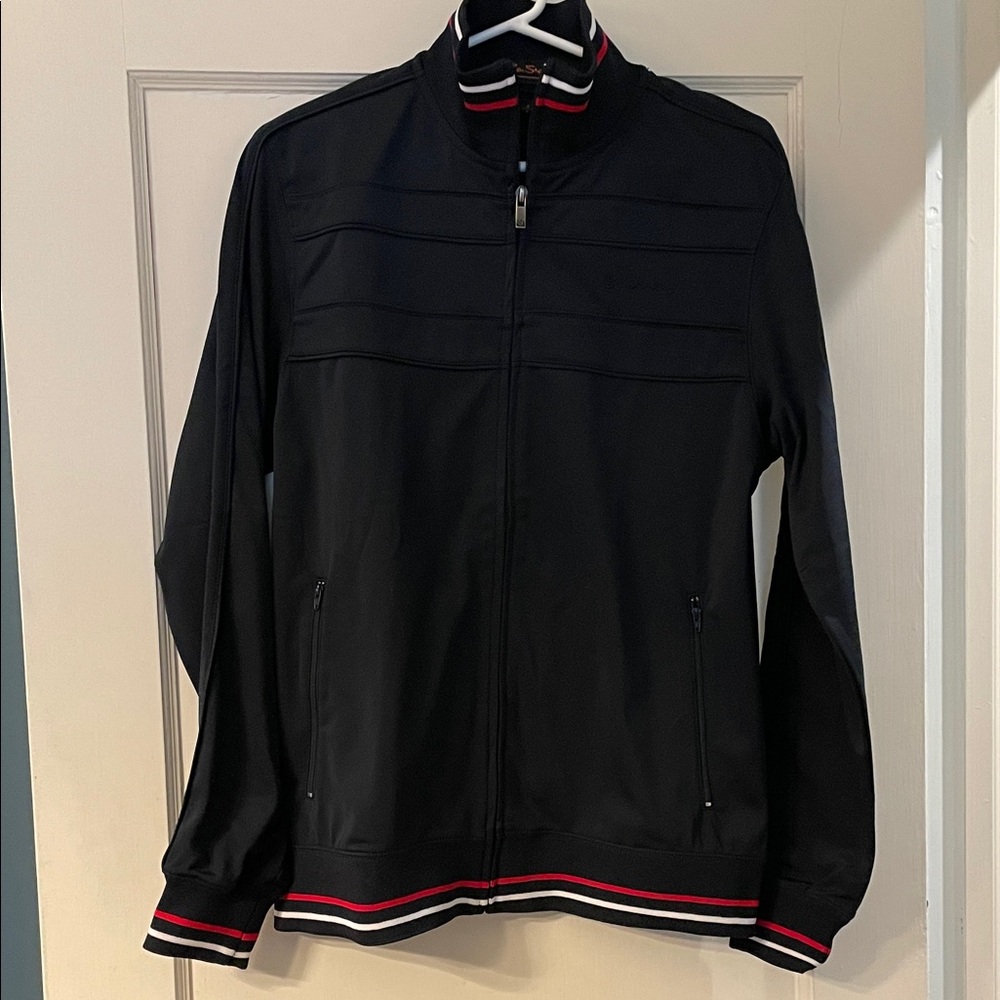 Ben Sherman Navy Blue Bomber Jacket with Red and White Trim